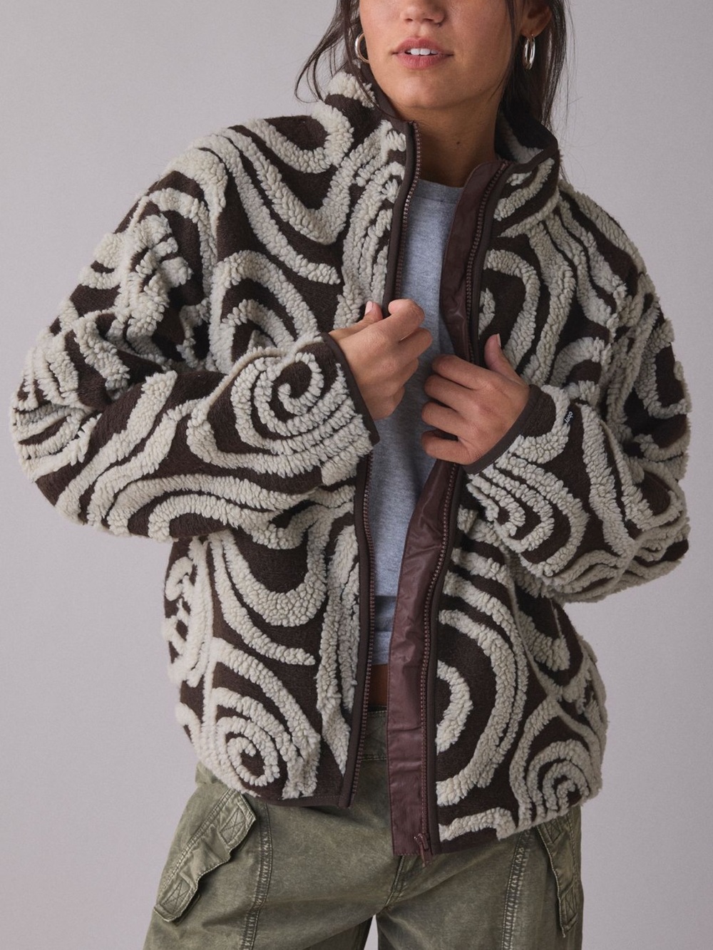 Women’s OBEY Brown Zip-Up Jacket
